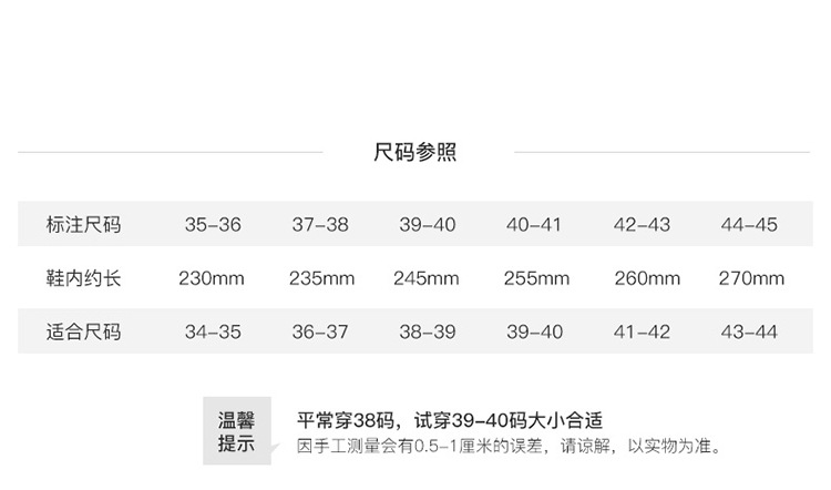 尺碼參照