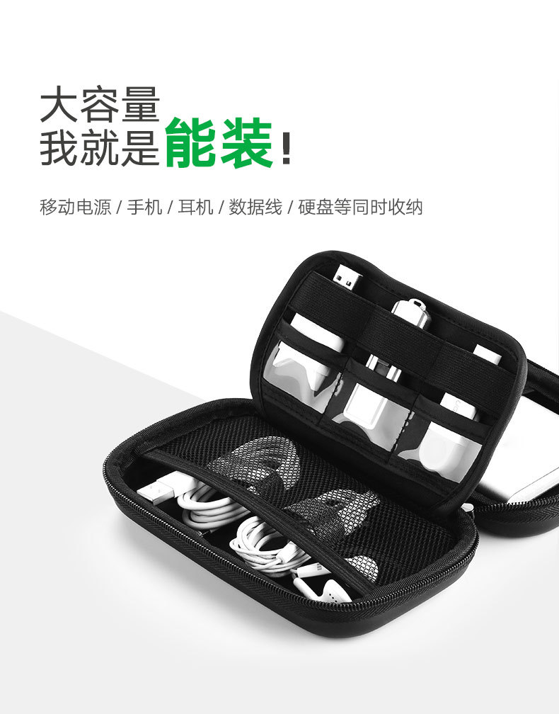大容量，我就是能裝！移動(dòng)電源、手機(jī)、耳機(jī)、數(shù)據(jù)線、硬盤(pán)等同時(shí)收納。